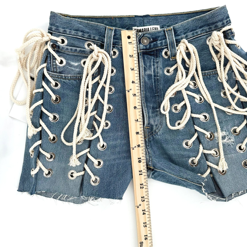 Samaria Leah X Vintage Levi's Reworked Jeans Denim Shorts 26X4 Upcycled Grunge - Picture 6 of 9